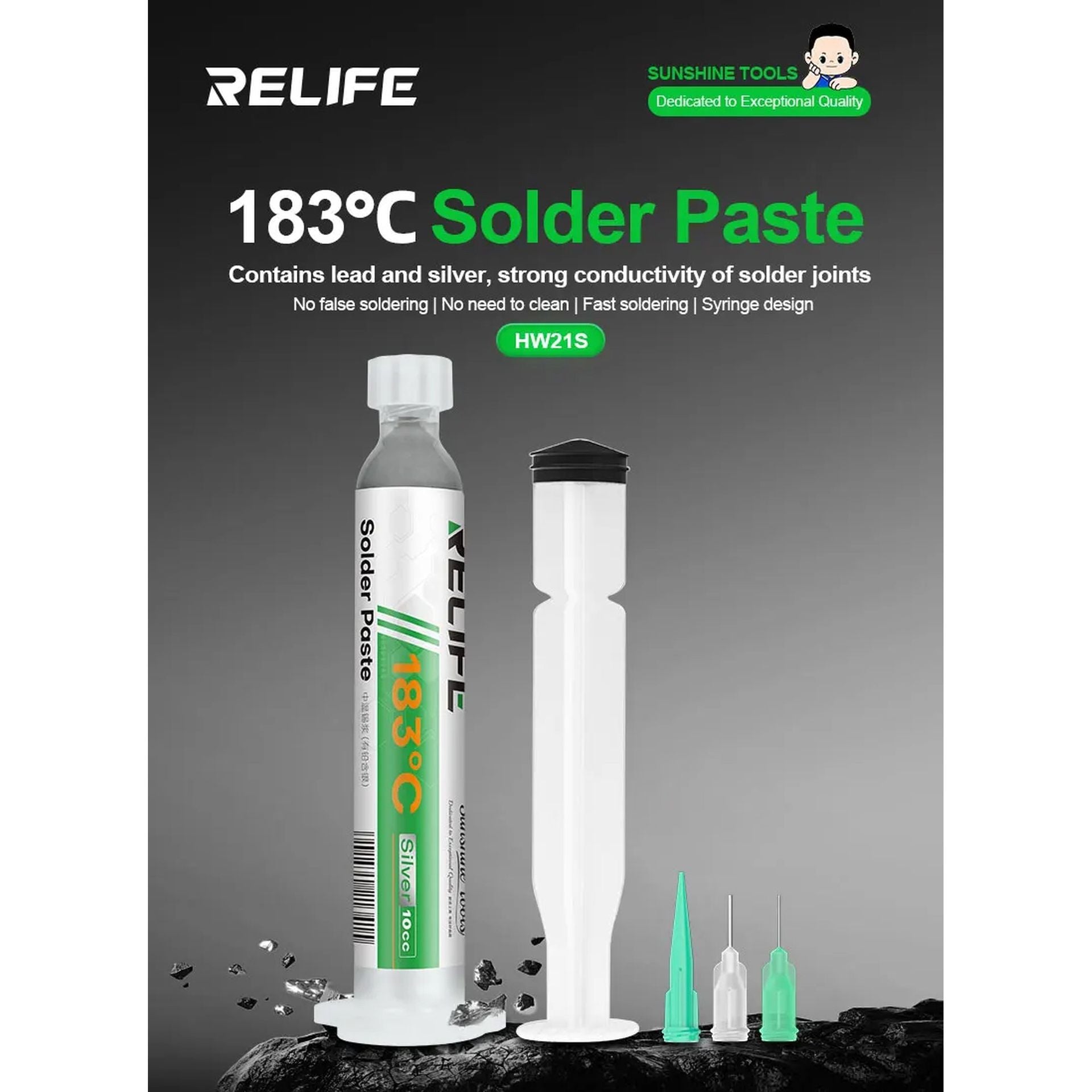 Relife soldadura en pasta HW21S plomo y plata 183°c Imagen secundaria del producto