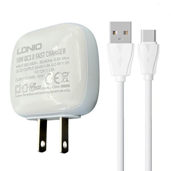 Repuesto cargador USB tipo c A1306Q para LDNIO blanca Imagen secundaria del producto