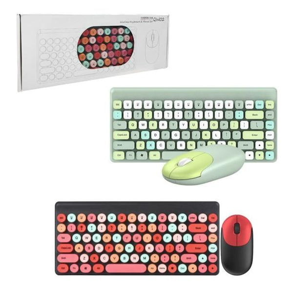 Set Teclado Mouse Inalambrico QW02 - Rosado