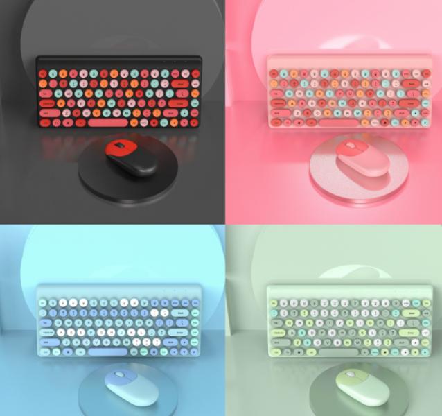 Set Teclado Mouse Inalambrico QW02 - Celeste