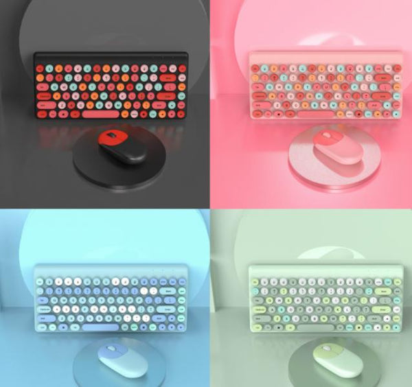 Set Teclado Mouse Inalambrico QW02 - Celeste