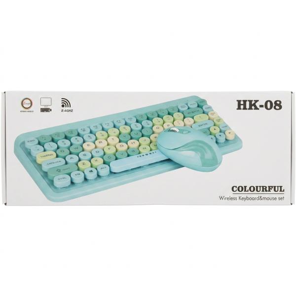 Set Teclado Mouse Inalambrico HK-08 - Rosado