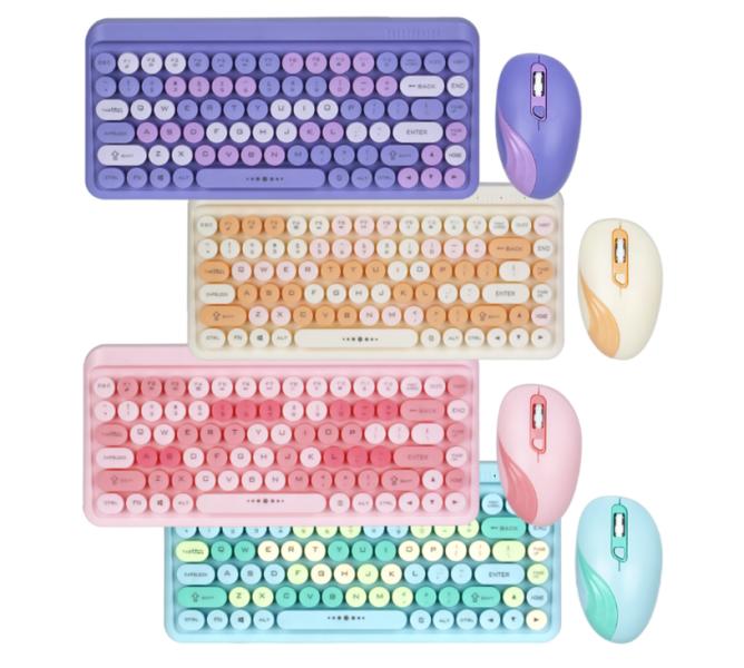 Set Teclado Mouse Inalambrico HK-08 - Rosado