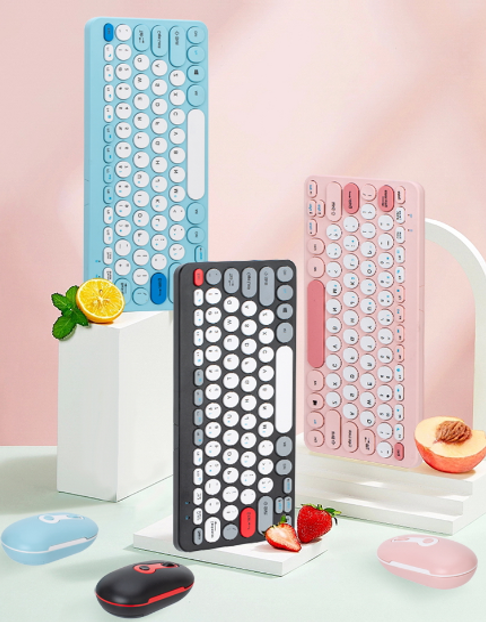 Set Teclado Mouse Inalambrico HK-09 - Rosado