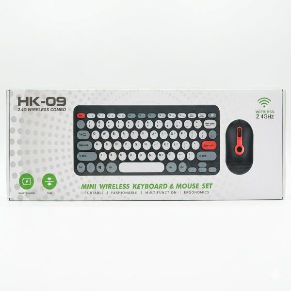 Set Teclado Mouse Inalambrico HK-09 - Rosado