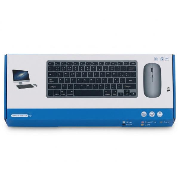 Set Teclado Mouse Inalambrico KM818 - Gris