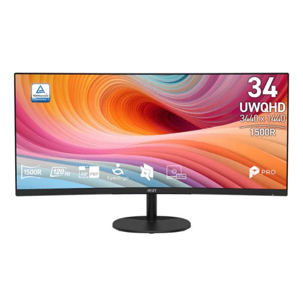 Monitor Msi PRO MP341CQ E12 34 Pulg Curvo 1500R 3440X1440 Uwqhd 120 Hz Panel Va AMD Freesync HDMI Dp 9S6-3PB2CT-082 - Negro