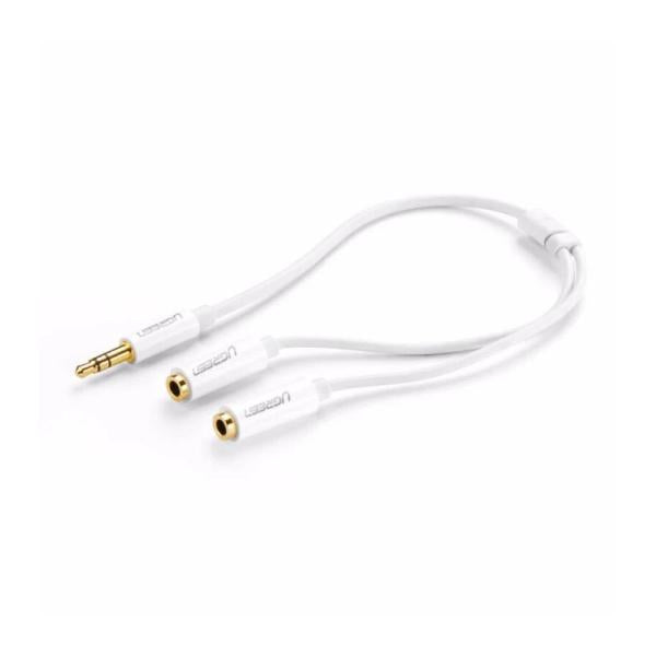 Cable 3.5mm Macho a 2 3.5mm Hembra AV134 10739 Ugreen - 20CM Blanco