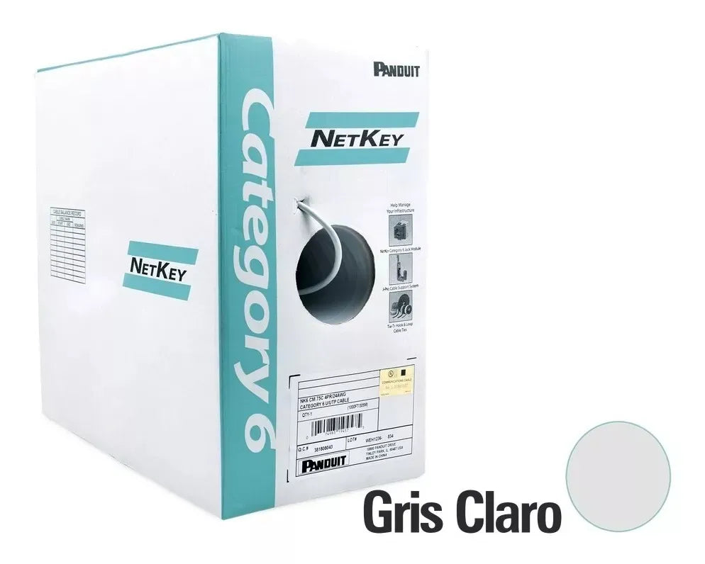 CAJA CABLE NK 305M CAT6 UTP 24AWGCM GRIS