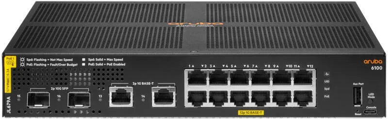 Aruba Network Wired Switch 12G clase 4 2sfp+ 139W 6100 Imagen secundaria del producto