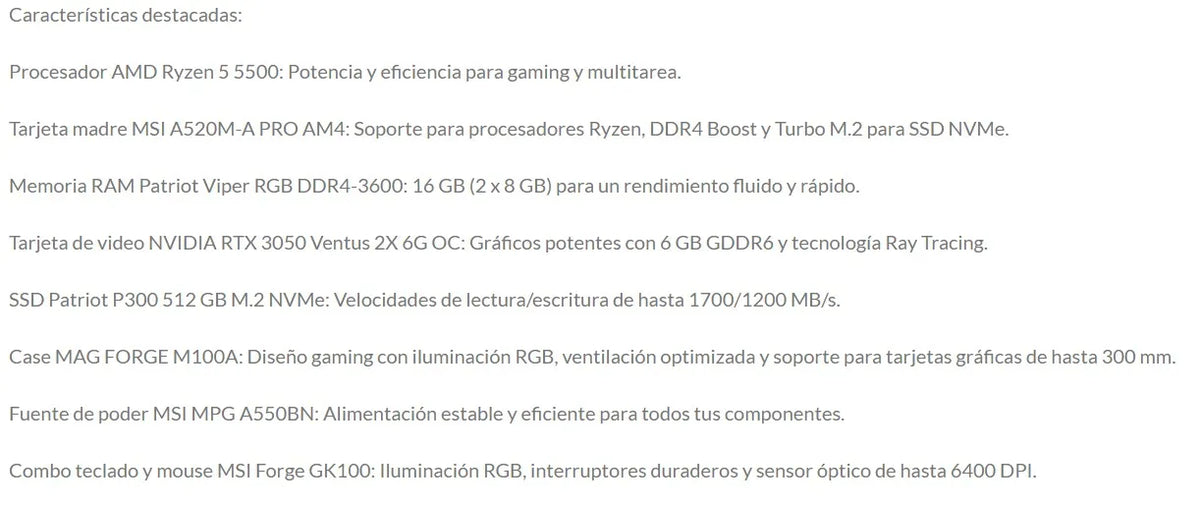 NSX GAM. R5 5500 16GB SSD512 M.2 RTX3050