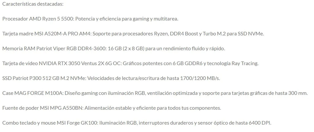 NSX GAM. R5 5500 16GB SSD512 M.2 RTX3050