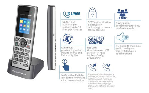 TELEFONO IP INALAMBRICO DECT PARA BASE DP-752,PANT 1.8 COLOR