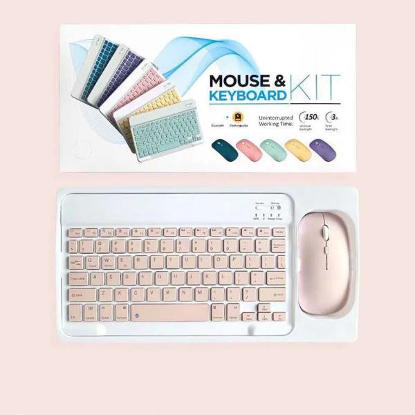 Set Teclado y Mouse Inalambrico 10" Rosado