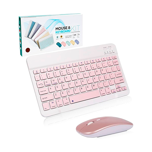 Set Teclado Mouse Inalambrico 10" - Rosado