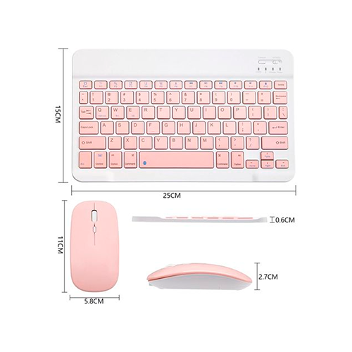 Set Teclado Mouse Inalambrico 10" - Rosado