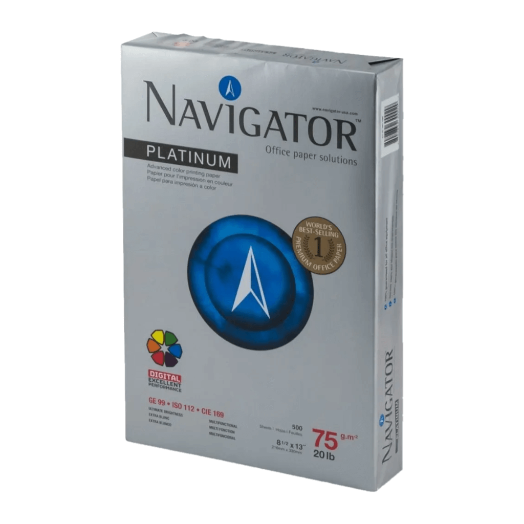 Navigator  caja 10 und resma  8 ½ x 13, oficio 500 hjs  75Gr NPT0750159