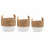 Set de 3 Cets de Yute Medidas 24*24*20/ 30*30*22/ 33*33*25 Beige y Blanco