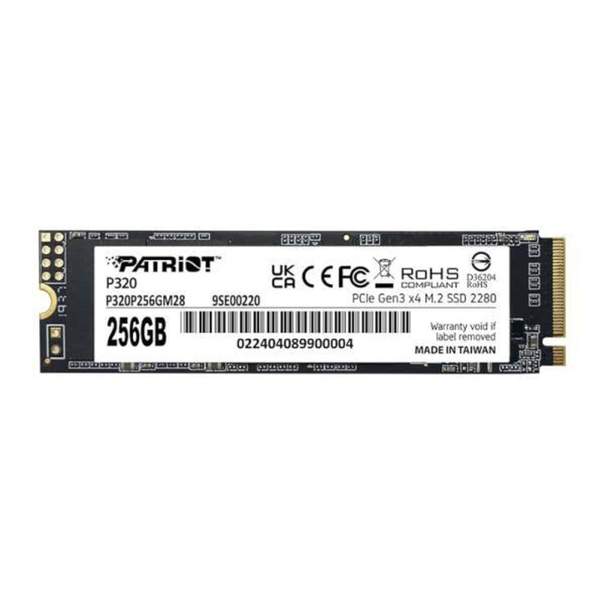 HD Interno Solido 256GB Patriot P320 M.2 2280 Pcie GEN3 X4 2200mb/s / 1200mb/s P320p256gm28 - Negro