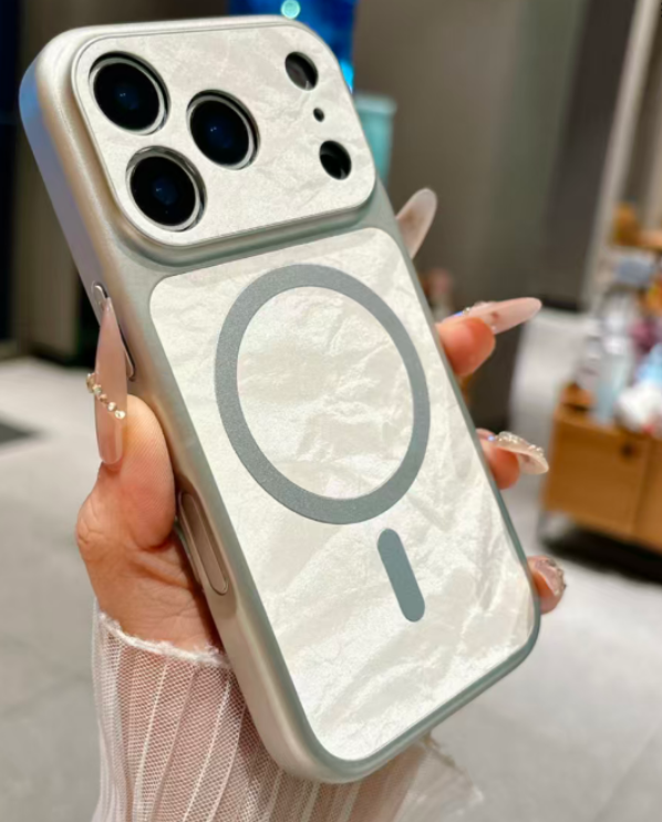 Estuche Craquelado para Iphone - 15 PRO Blanco
