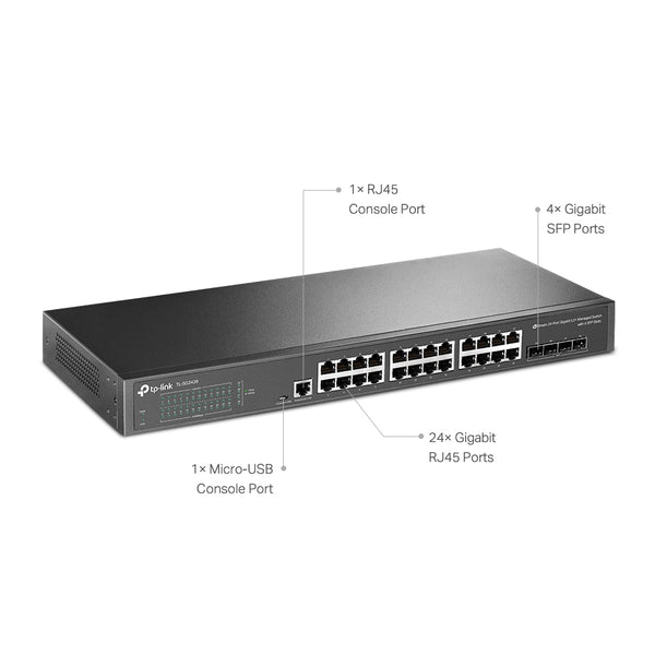 TP-link switch administrado omada jet stream de 24 puertos gigabit L2 con 4 ranuras SFP-SG3428X