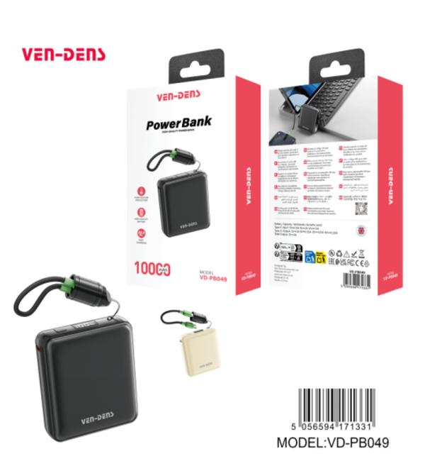 Bateria de Emergencia VD-PB049 10.000mah Ven Dens - Negra