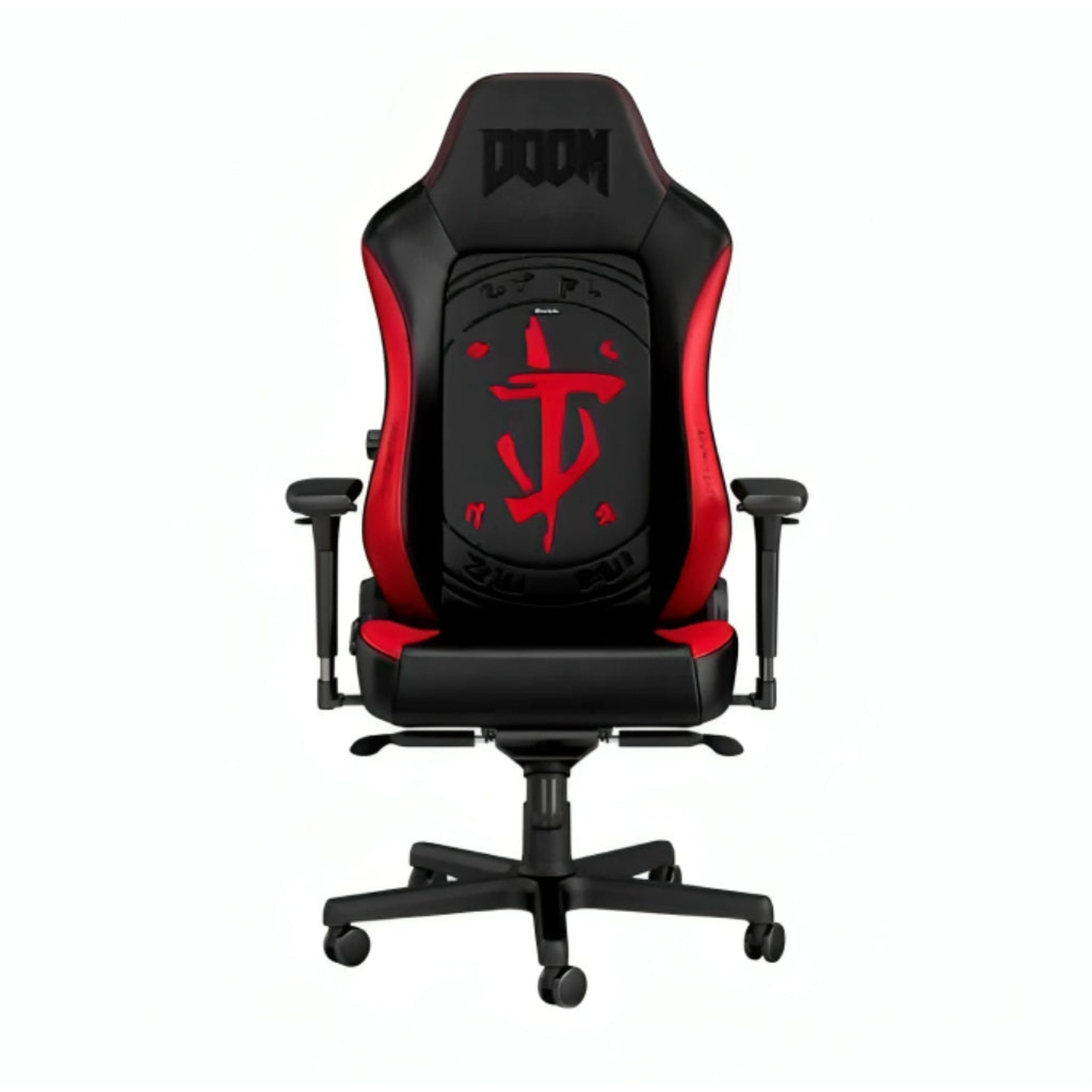 Silla Gaming Noblechairs Hero Edición Doom Cuero Sintético Respirable NBL-HRO-PU-DET - Negro/rojo