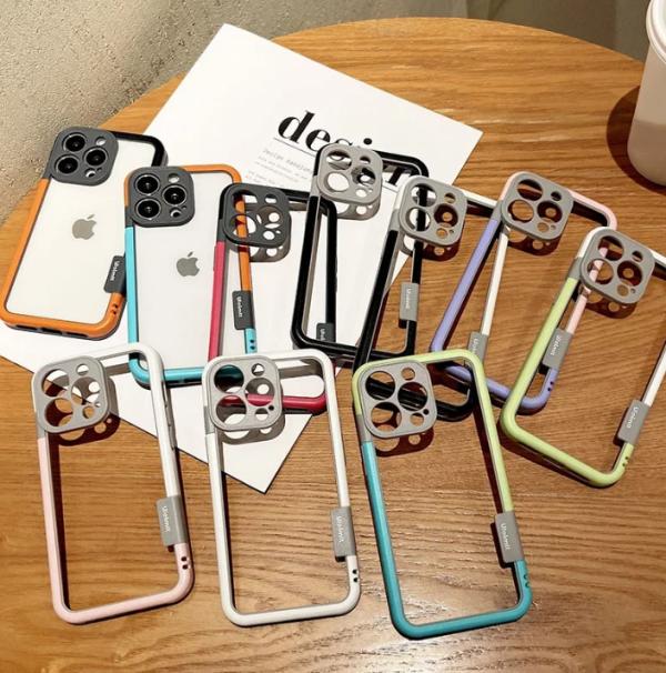 Estuche Bumper para Iphone - 16 NARANJA-NEGRO