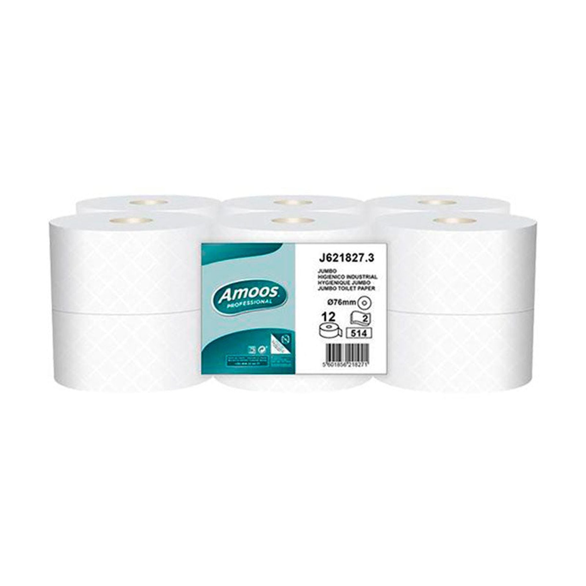 Papel Amoos higienico jumbo doble hoja 180M pack 12 rollos J621827 Imagen secundaria del producto