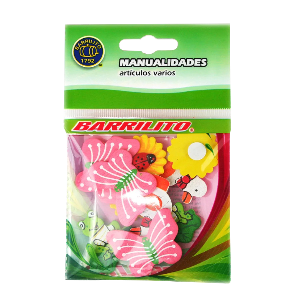 Barrilito Calcomania Madera Flores e Insectos WS004 10 Piezas Imagen principal del producto