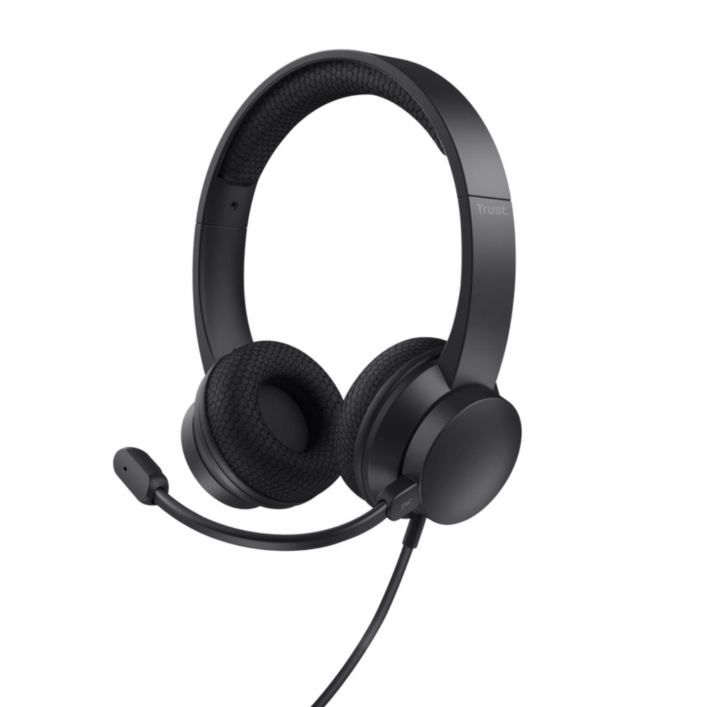Trust auriculares USB supraaurales para PC microfono con cancelación de ruido y diadema ajustable negro - 25089
