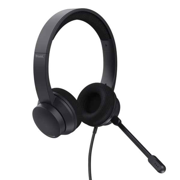 Trust auriculares USB supraaurales para PC microfono con cancelación de ruido y diadema ajustable negro - 25089