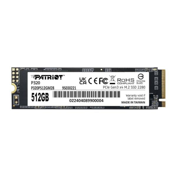 HD Interno Solido 512GB Patriot P320 M.2 2280 Pcie GEN3 X4 3000mb/s / 2200mb/s P320p512gm28 - Negro