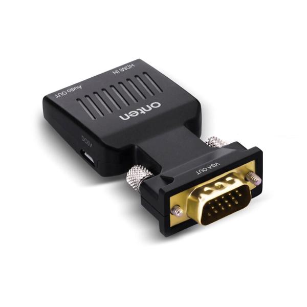 ADAPTADOR HDMI A VGA AUDIO DC OTN-7557 ONTEN NEGRO