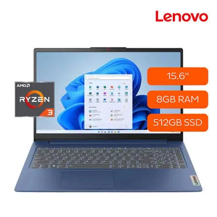 Lenovo IPS 3 15AMN8 - Notebook - 15.6" AMD Ryzen 3 30 / 4.1 GHz - 8 GB - DDR5 SDRAM - 512 GB Imagen principal del producto
