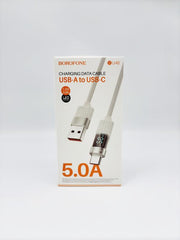 CABLE USB TIPO C   BOROFONE BU46 Basic 5A CON LCD GRIS