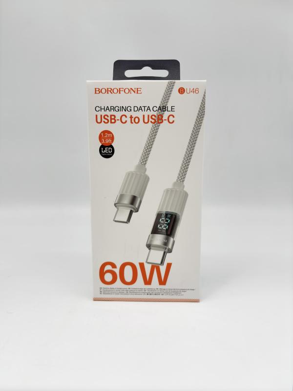 CABLE USB TIPO C   A TIPO C BU46 Basic 60W CON LDC GRIS