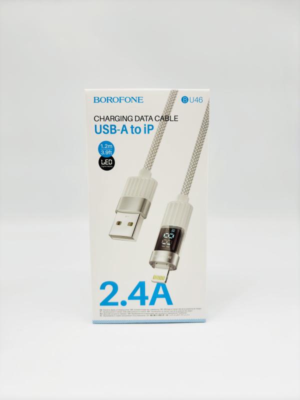 CABLE USB BOROFONE LIGTHING (IPHONE )BU46 Basic  CON LCD GRIS