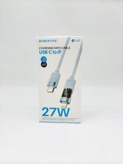 CABLE TIPO C A LIGTHING (IPHONE ) BOROFONE BU46 Basic CON LCD 27W CELESTE