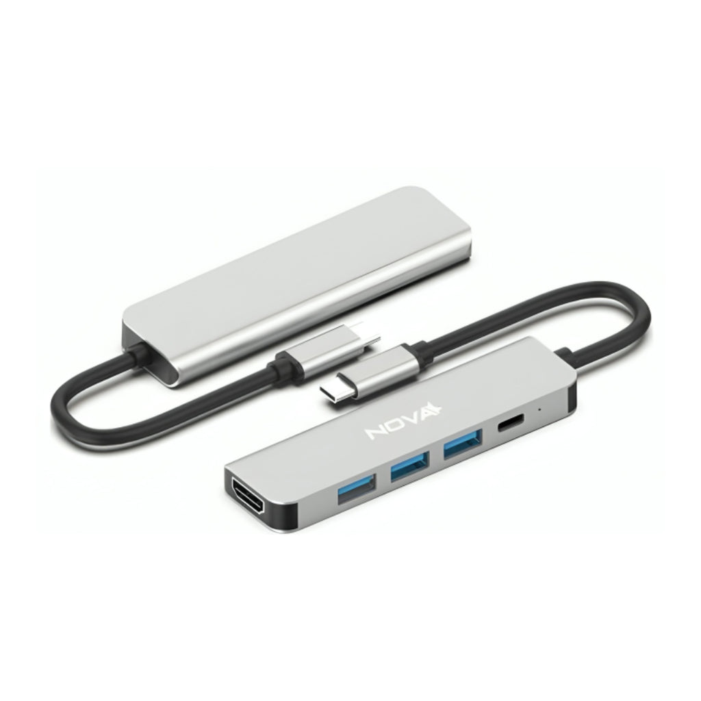 Hub Nova FAA382CU001C 5 en 1 USB-C 1 puerto usb-a 3.0 2 puertos usb-a 2.0 1 puerto USB-C y 1 puerto HDMI 4K