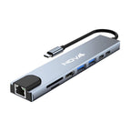 Hub inteligente Nova FAA383CC001C 8 en 1 USB-C 1 puerto micro SD 1 puerto tf card 1 puerto RJ45 1 puerto USB-C 2 puertos usb-a 3.0 1 puerto PD carga