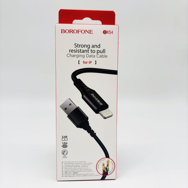 CABLE USB BOROFONE  BX54 Ultra bright LIGTHING( IPHONE) NEGRO