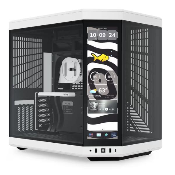 Case Hyte Y70 Touch Infinite Torre Media Vidrio Templado con Pantalla Táctil 14.9" Gen 3 CS-HYTE-Y70TTI-WB - Blanco/negro