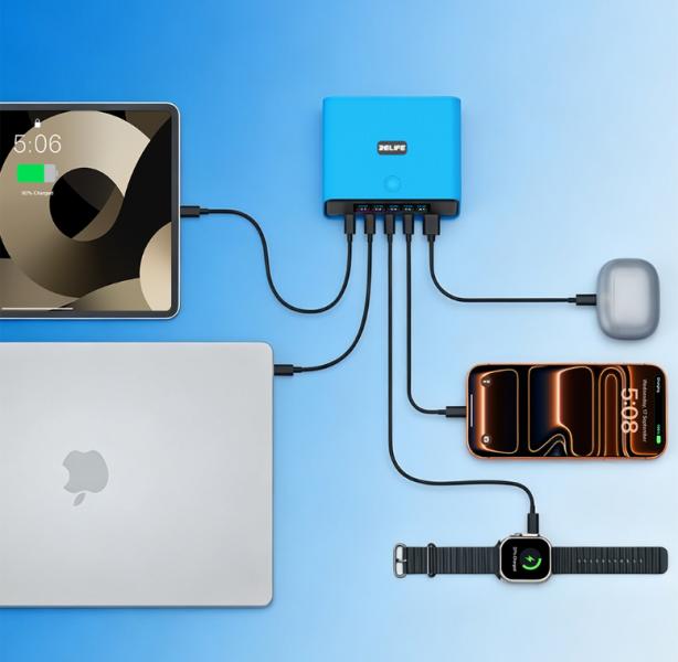 Adaptador Cargador Q8 Sunshine - Azul 165W 5 USB