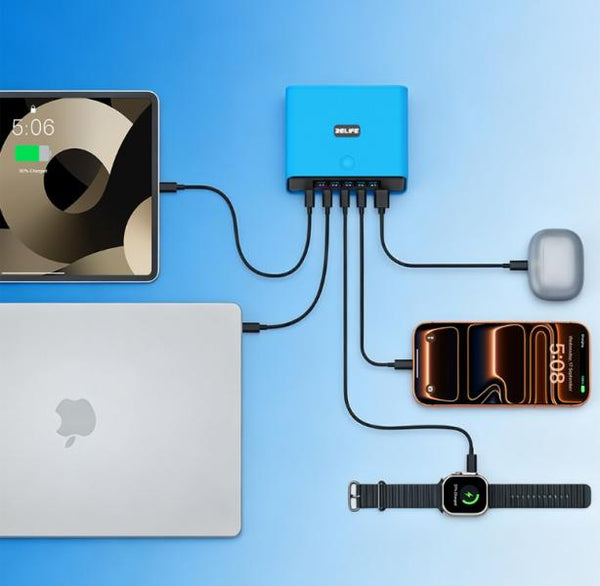 Adaptador Cargador Q8 Sunshine - Azul 165W 5 USB