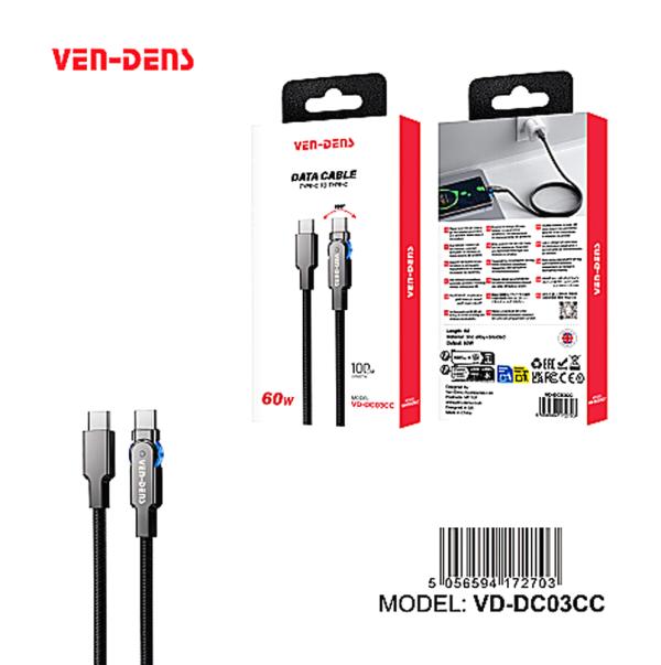 Cable USB Tipo C VD-DC03CC Ven Dens - Gris C-c 1M Imagen principal del producto