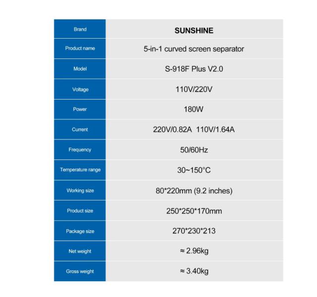 Maquina Separadora LCD SS-918F Plus Sunshine - V2.0