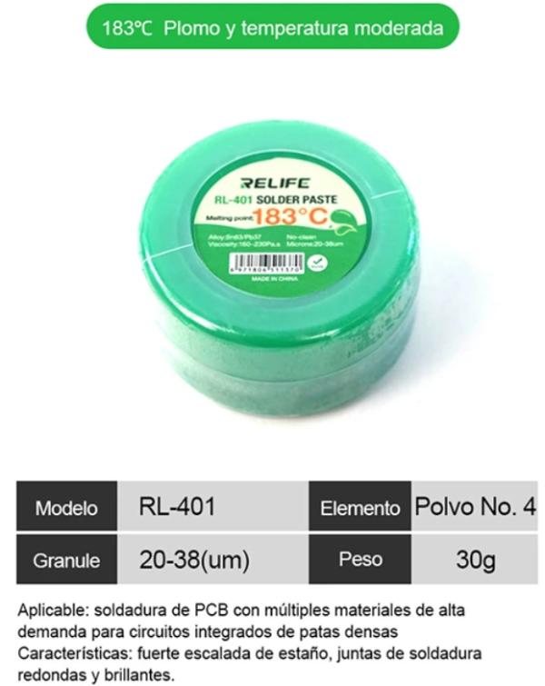 Soldadura en Pasta RL-401 Relife - 183ºc
