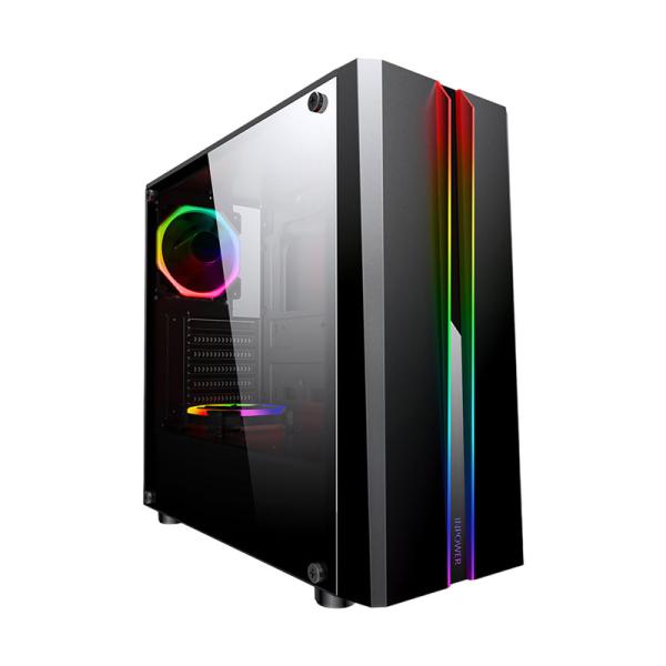 Case Gaming RGB Eagle Warrior Tlaloc Cg05rdra002c L400 Mid Tower 1 Ventilador de 120MM con Vidrio Lateral y Tira RGB (incluye Pequeño Control Board - Negro