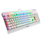 Teclado Gaming RGB Sharkoon Skiller SGK3 Mecánico Alámbrico USB Inglés Switch Azul 4044951032174 - Blanco